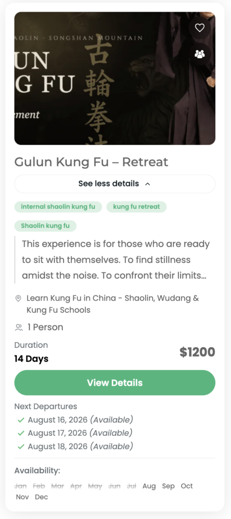 Internal Shaolin Kung Fu Retreat